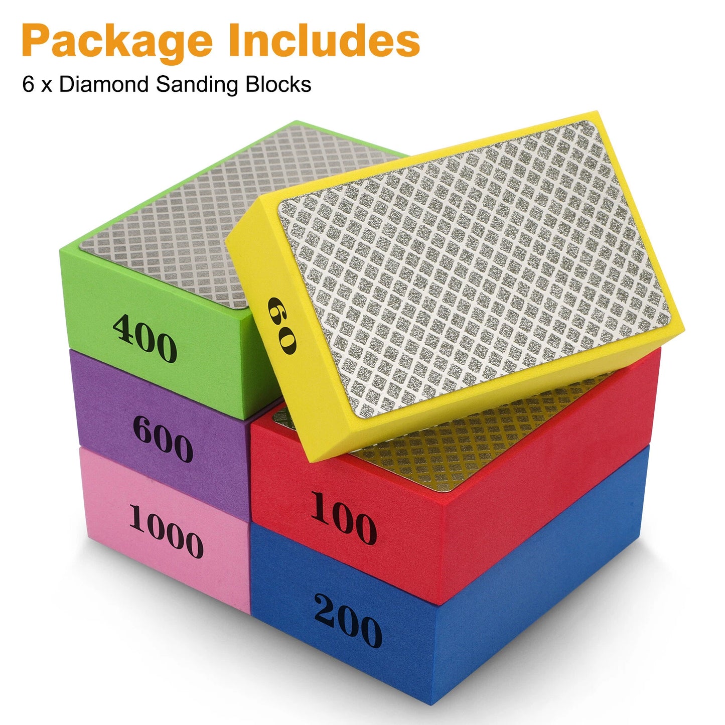 6-Pack Diamond Polishing Pads Sanding Blocks