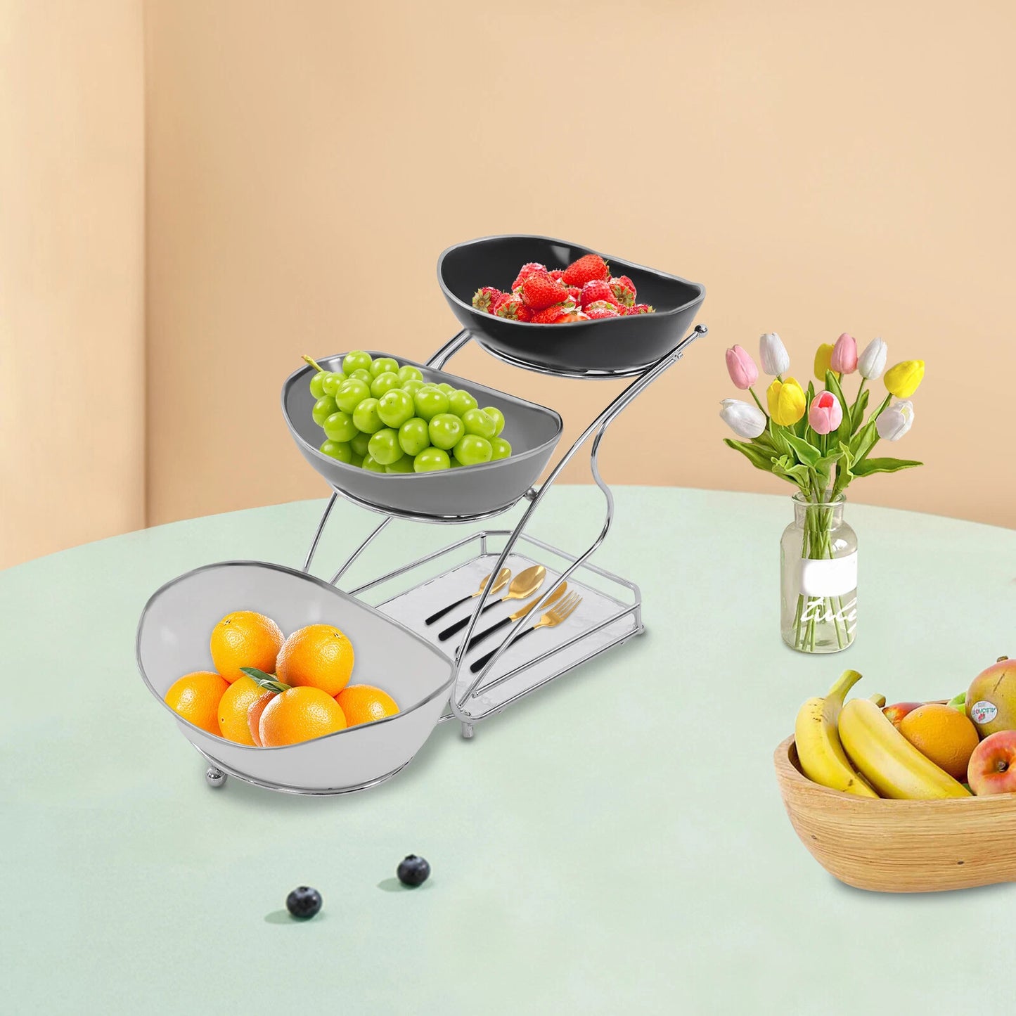 3-Tier Fruit Serving Bowl Holder with Stand
