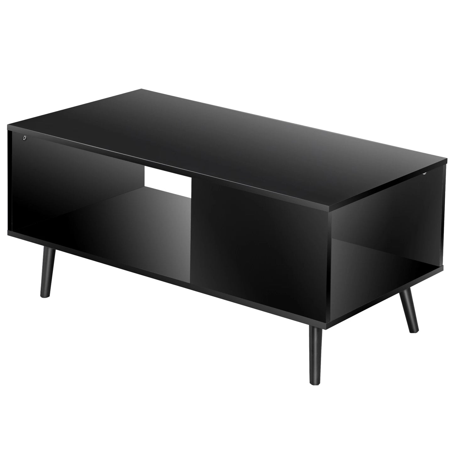 Industrial Coffee Table with Open Storage Shelf