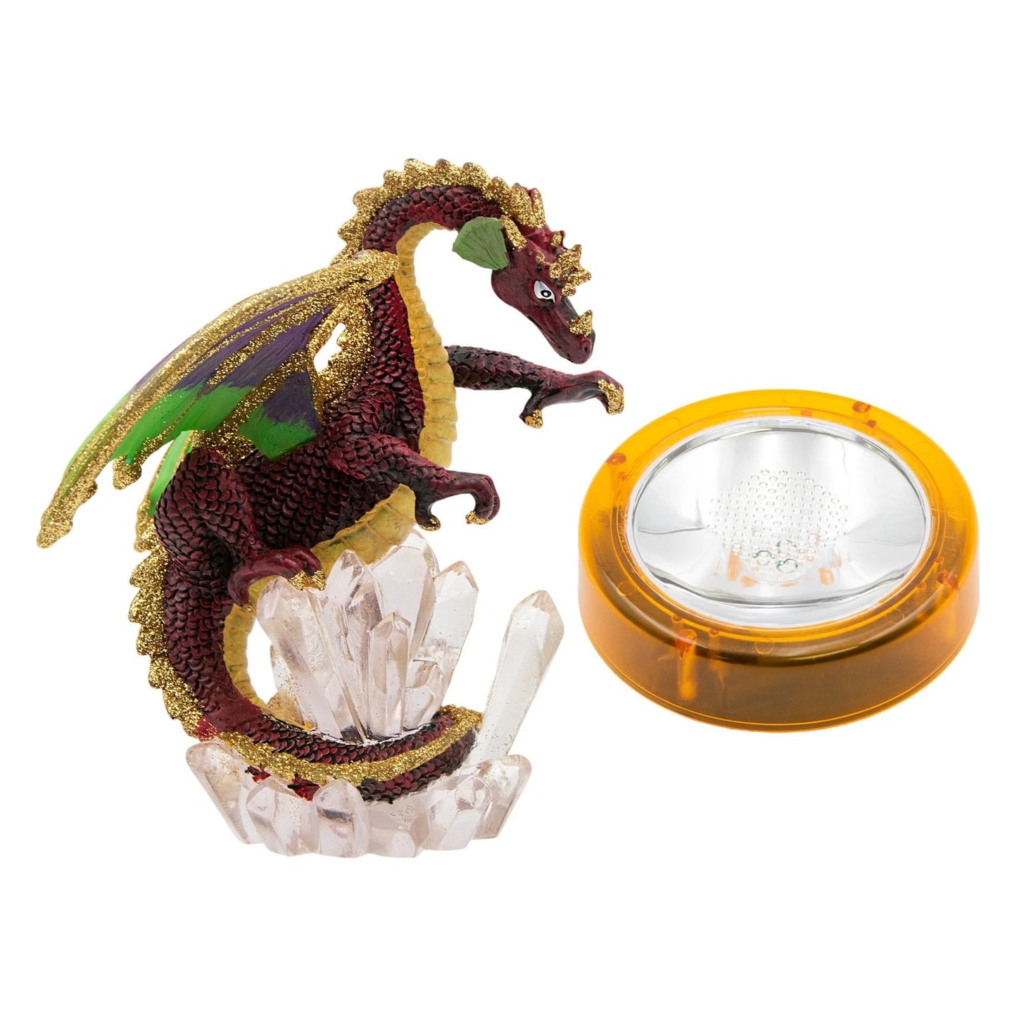 Mystical Dragons Wigfal Red Dragon Figurine with Illuminated Pedestal