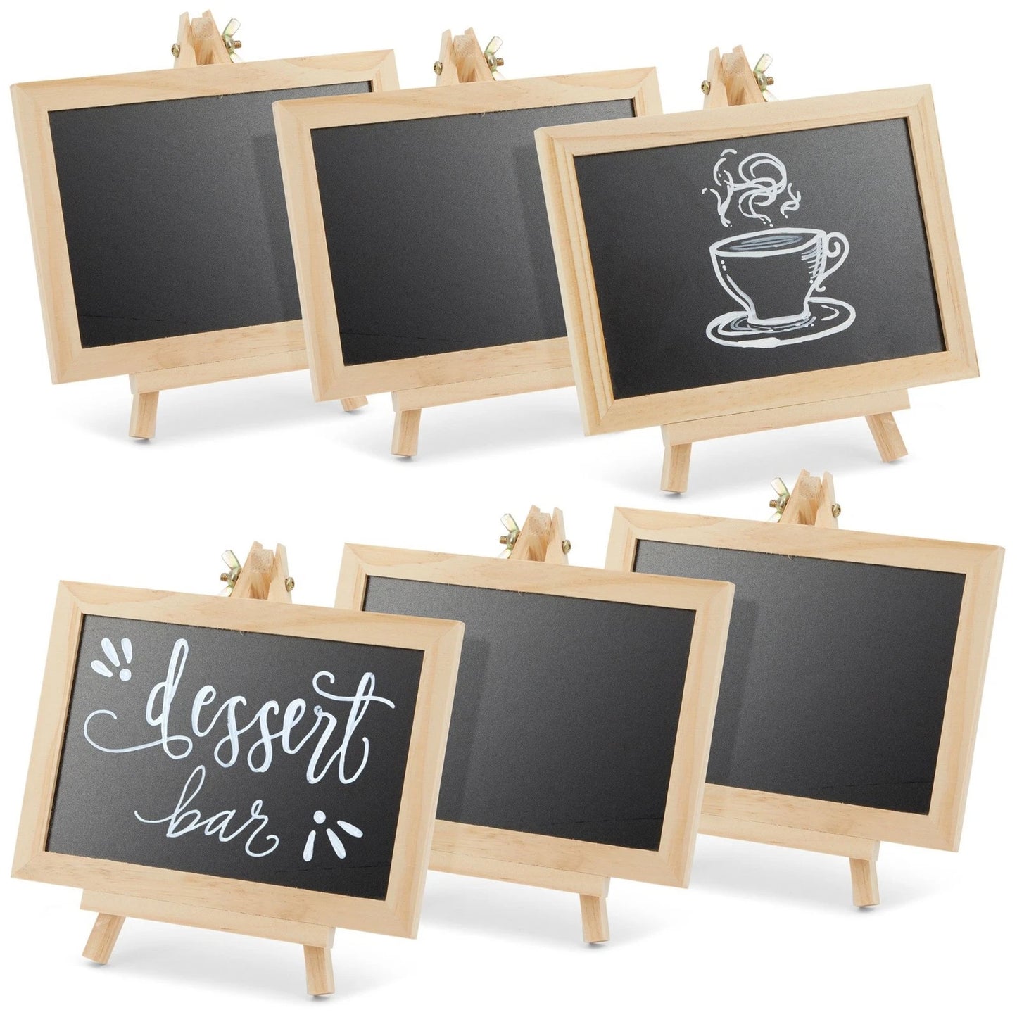 6-Pack Mini Chalkboard Signs with Easel Stand
