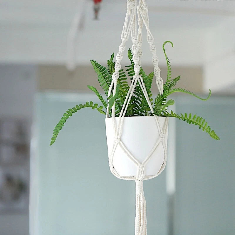 Home Collection 2-Pack Ivory Macrame Cotton Plant Hangers Decorative
