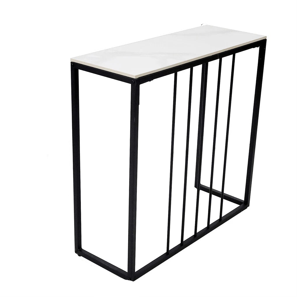 Non-Porous Glossy Sintered Stone Console Table Grey & White