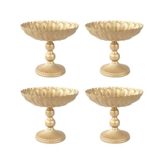 4 Gold Metal Grecian Urn Compote Pedestal Vases