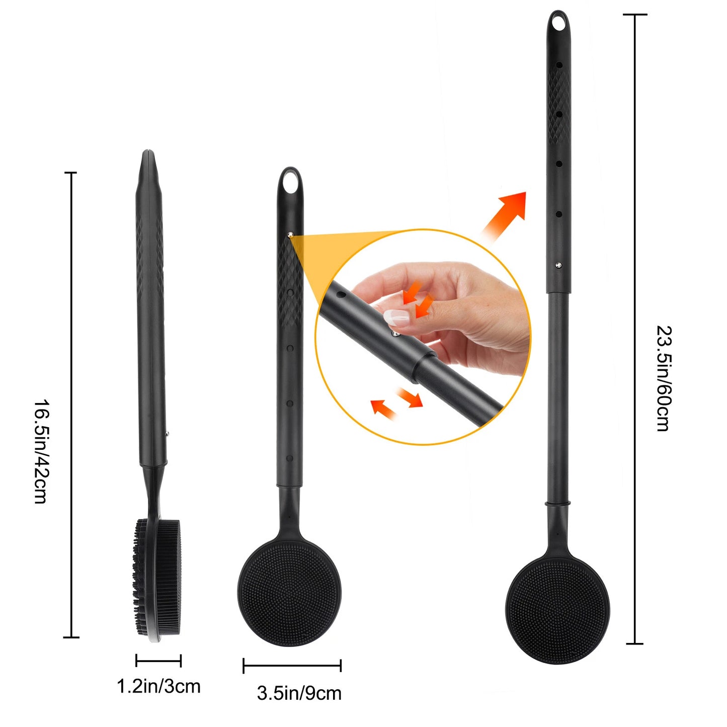 Silicone Bath Body Brush – 24" Long Handle