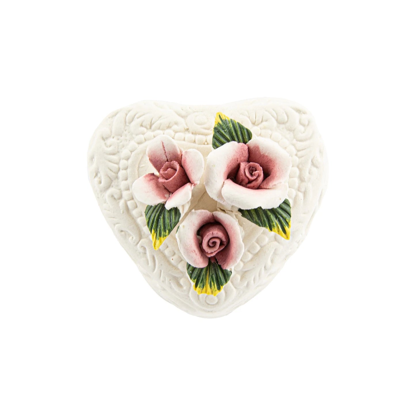 Heart Shaped Ceramic Trinket Box with Rose Lid