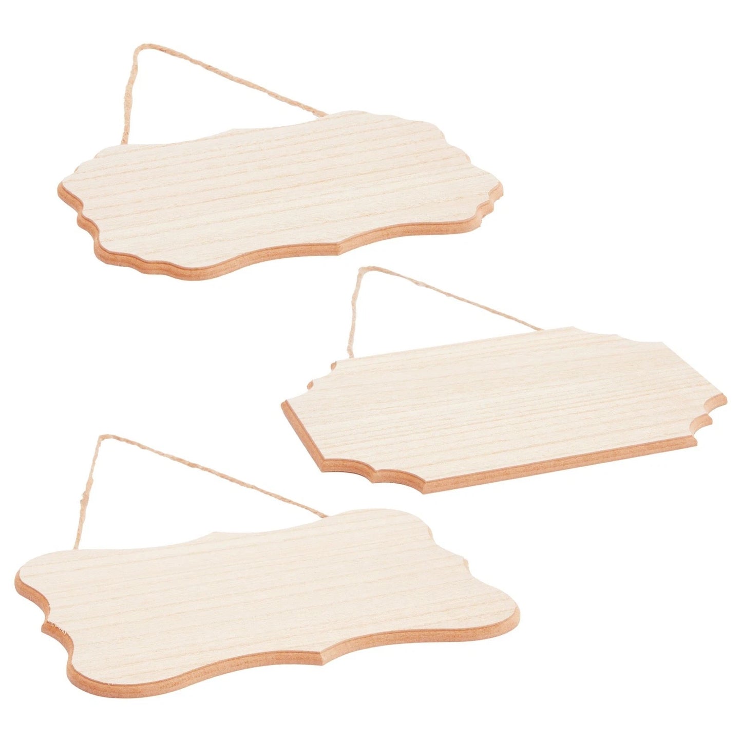 6-Pack Unfinished MDF Wood Plaques with Jute Rope