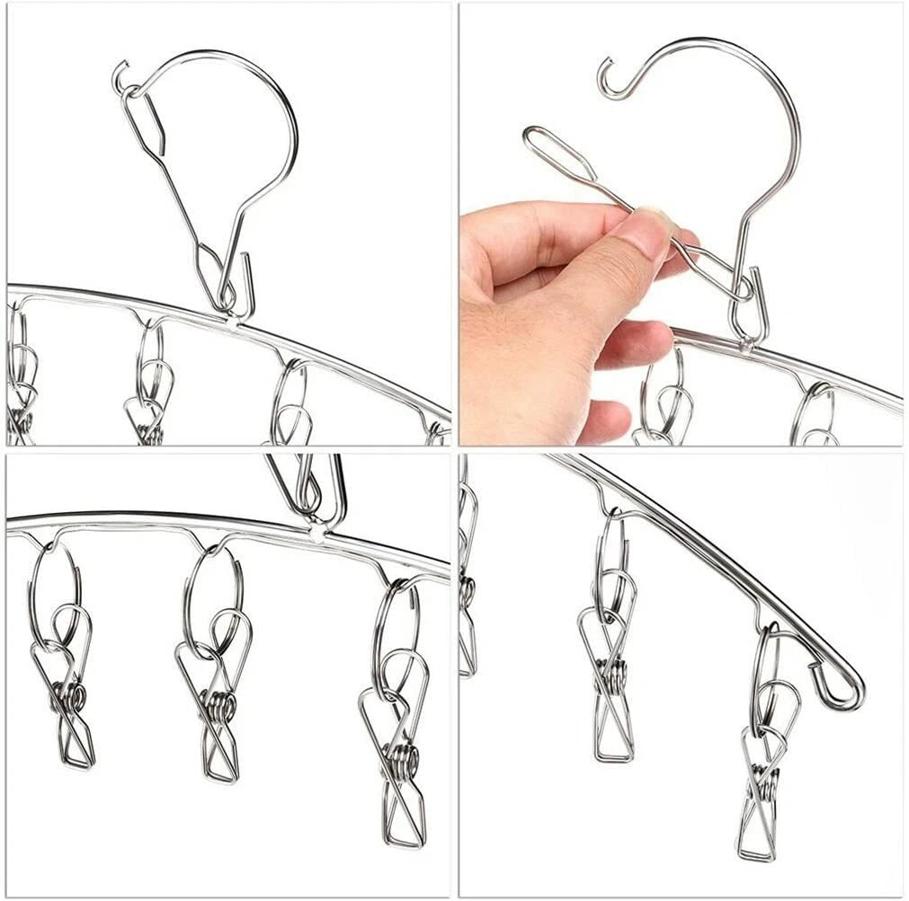 3-Pack Stainless Steel Laundry Drying Racks with 10 Clips