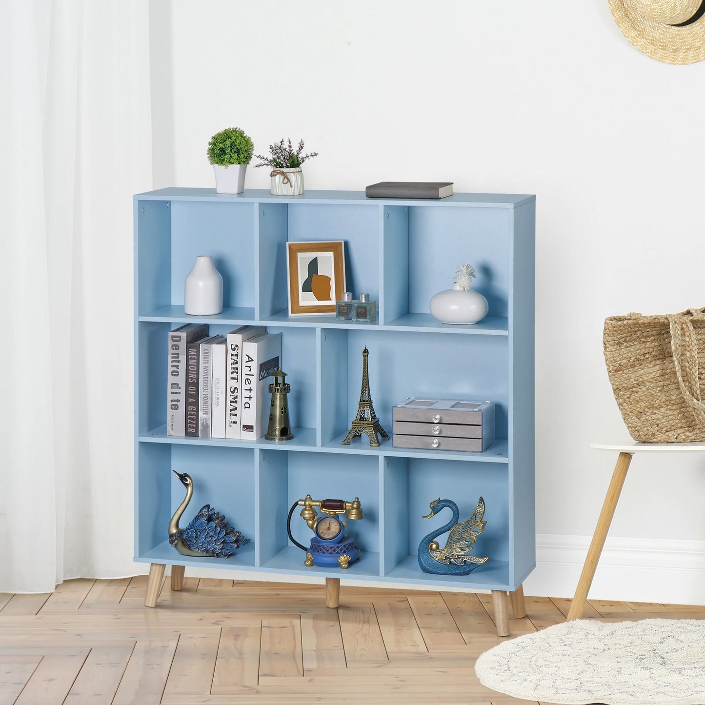 8-Cube Blue Storage Organizer Bookcase