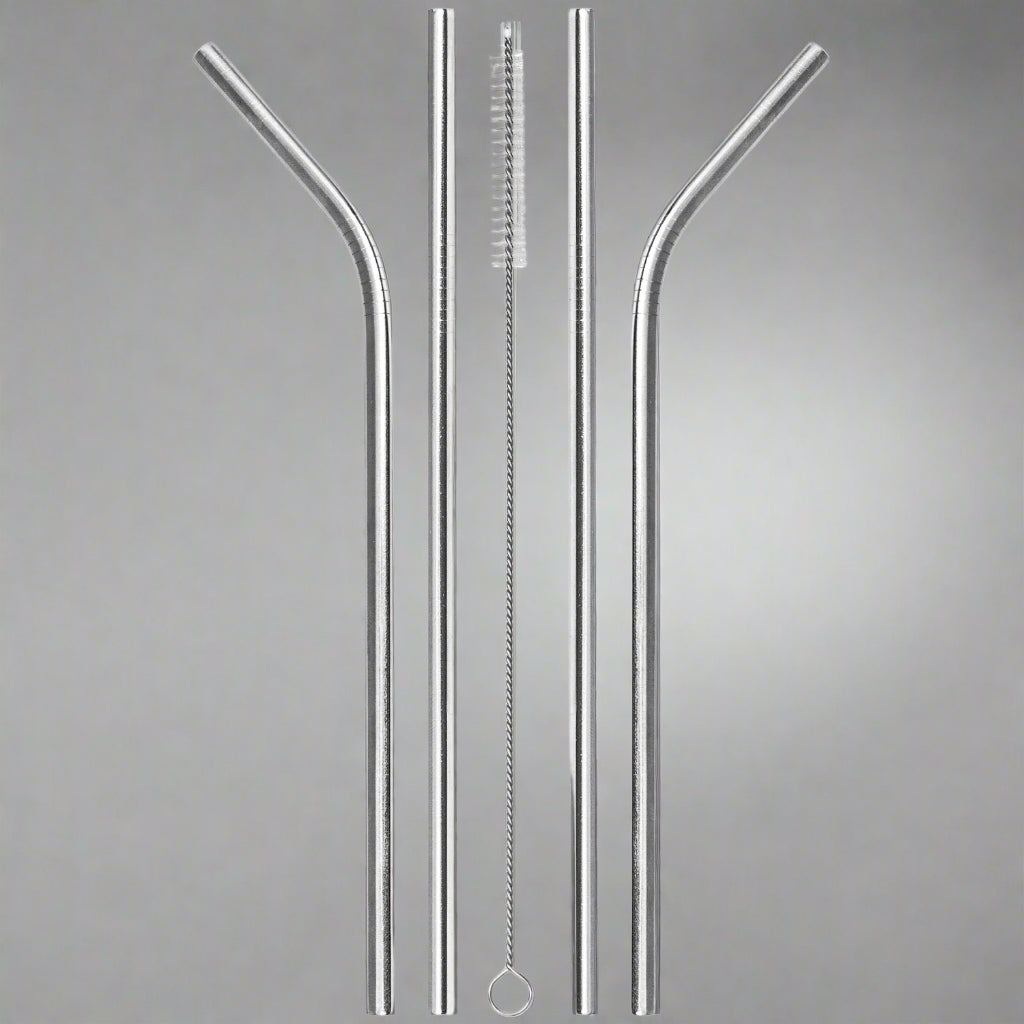 8 Pack Reusable Stainless Steel Metal Drinking Straws