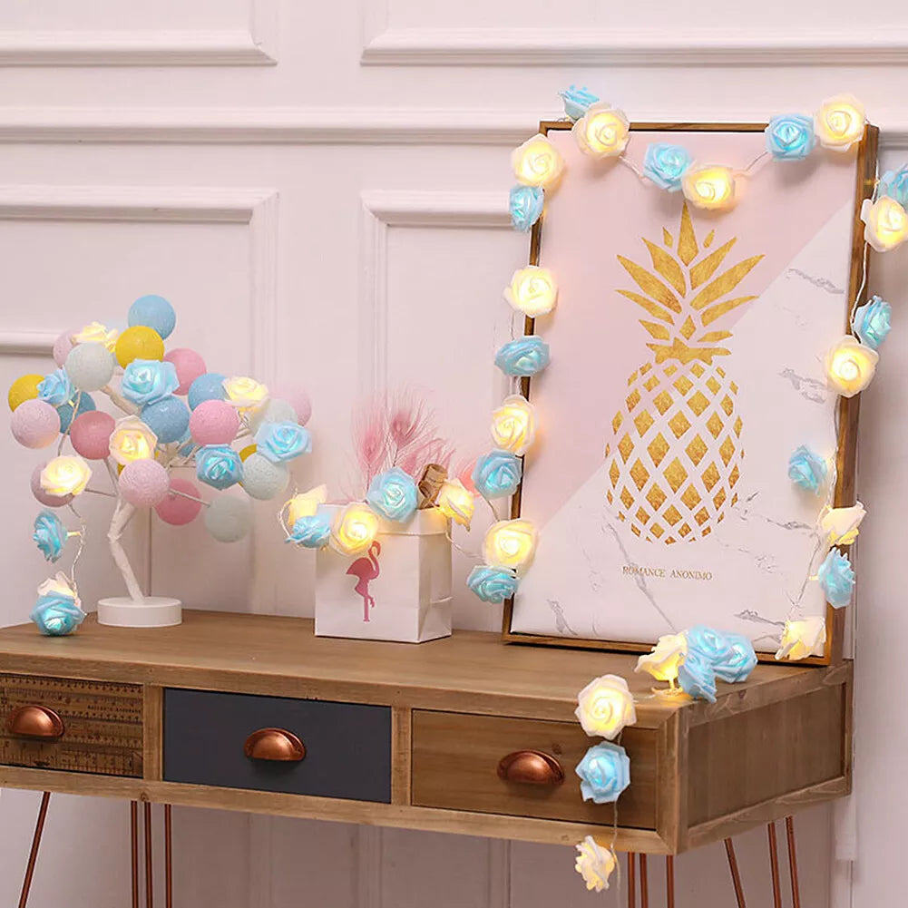 9.84 Ft 20 LED Rose Flower String Lights