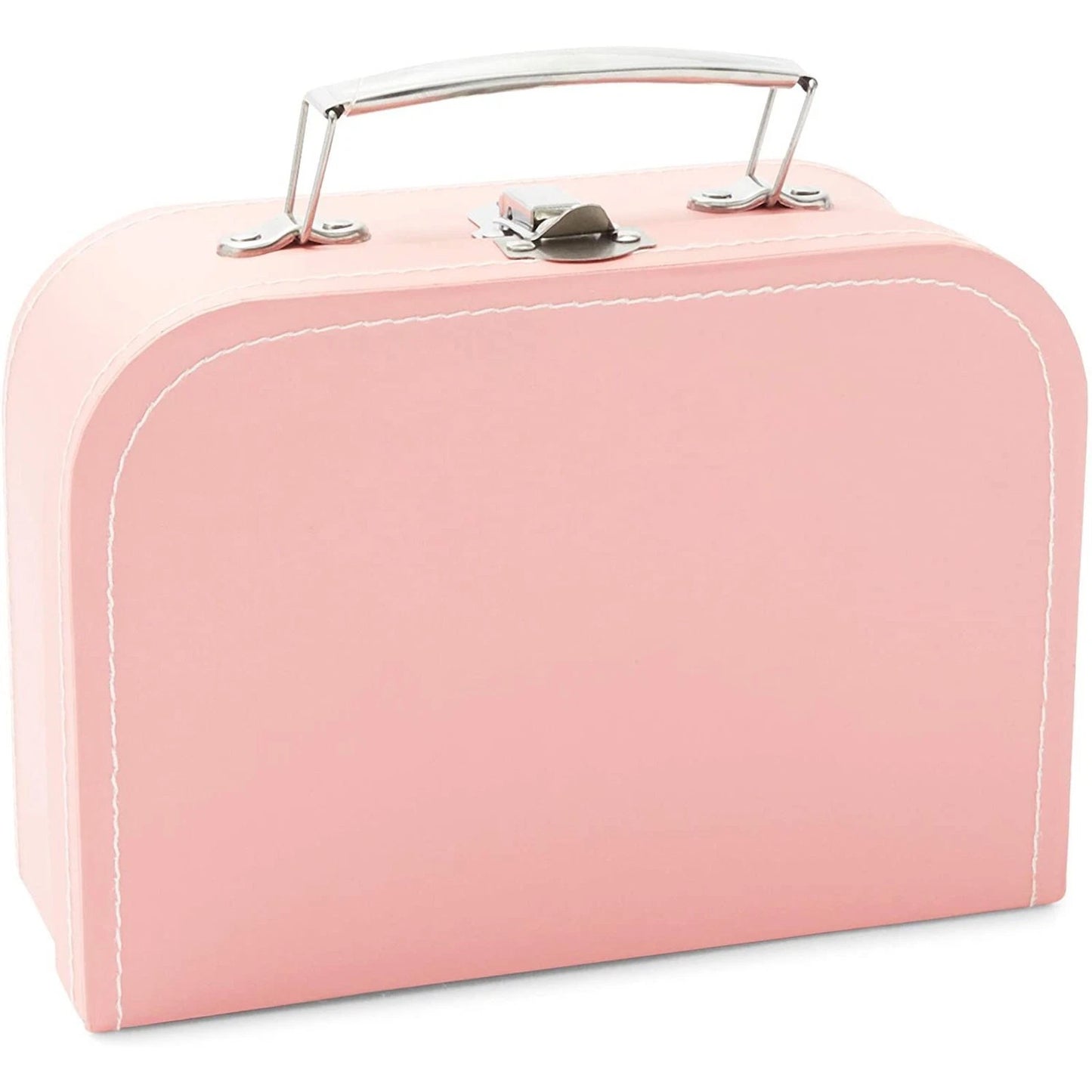 Set of 3 Pink Vintage Paperboard Suitcases with Metal Handles