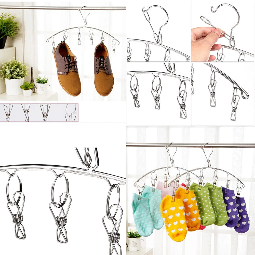 3-Pack Stainless Steel Laundry Drying Racks with 10 Clips