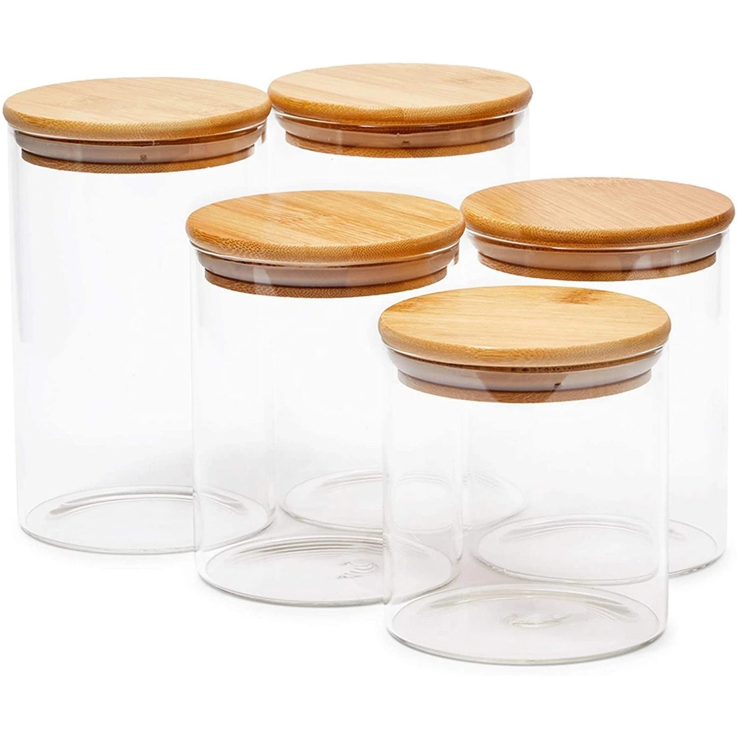 5-Pack Glass Canisters with Bamboo Lids