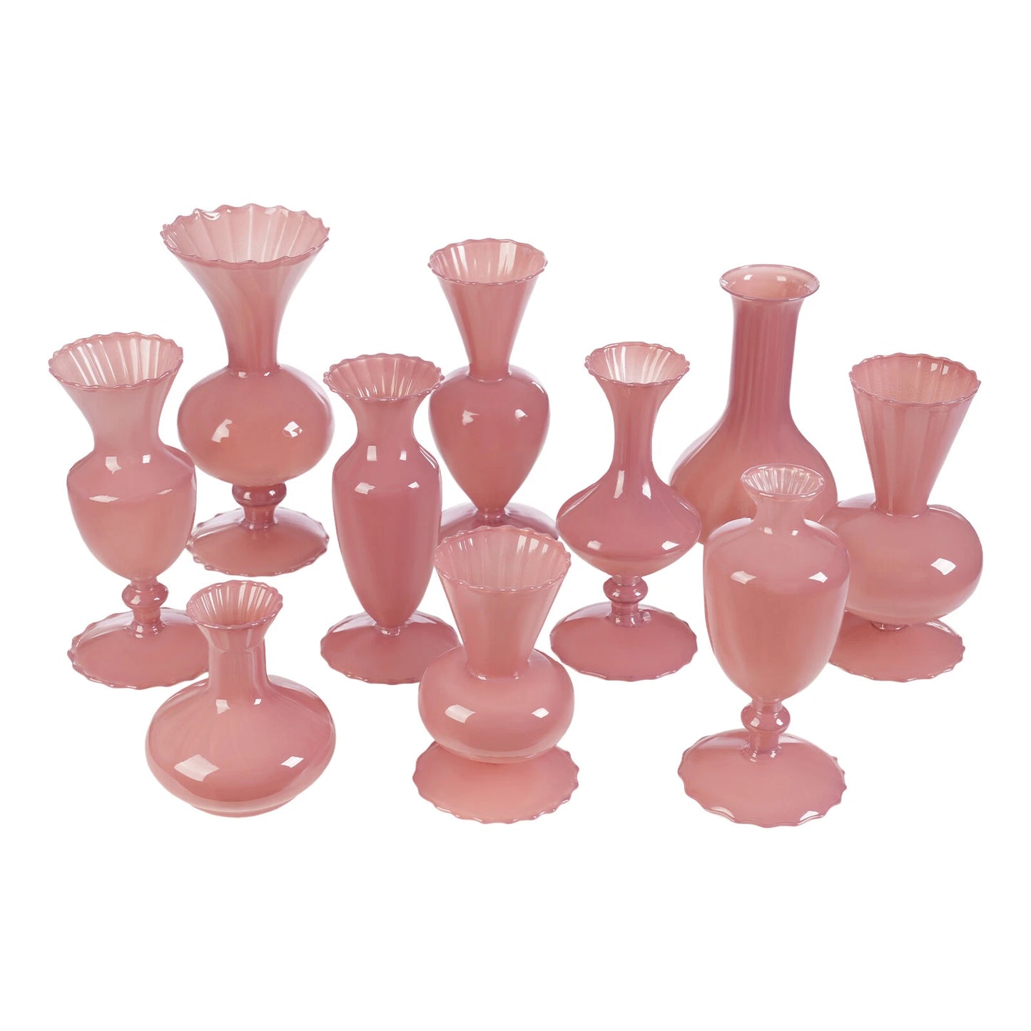 10 Pcs Pink Glass Vase Set