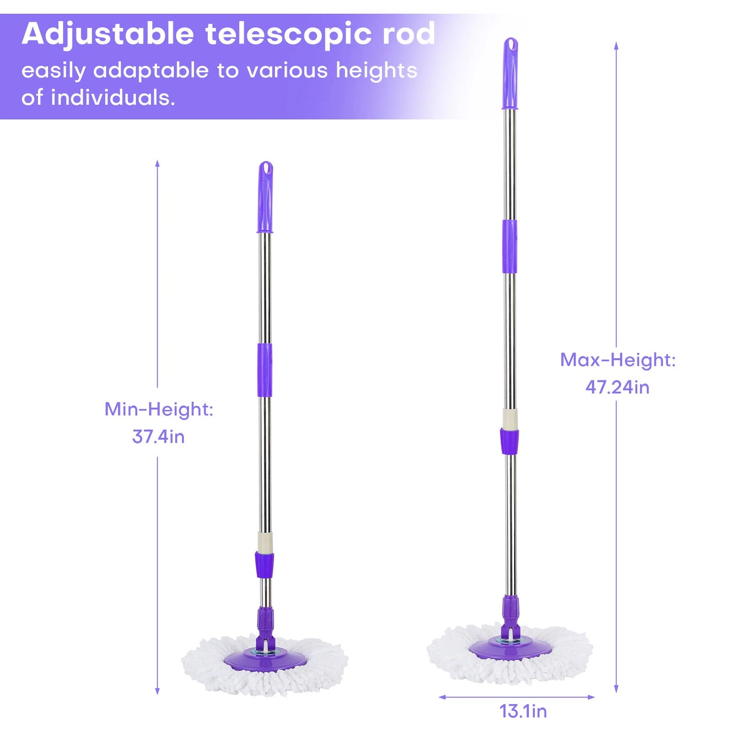 360° Rotating Spinning Mop Pole Handle Replacement – Purple
