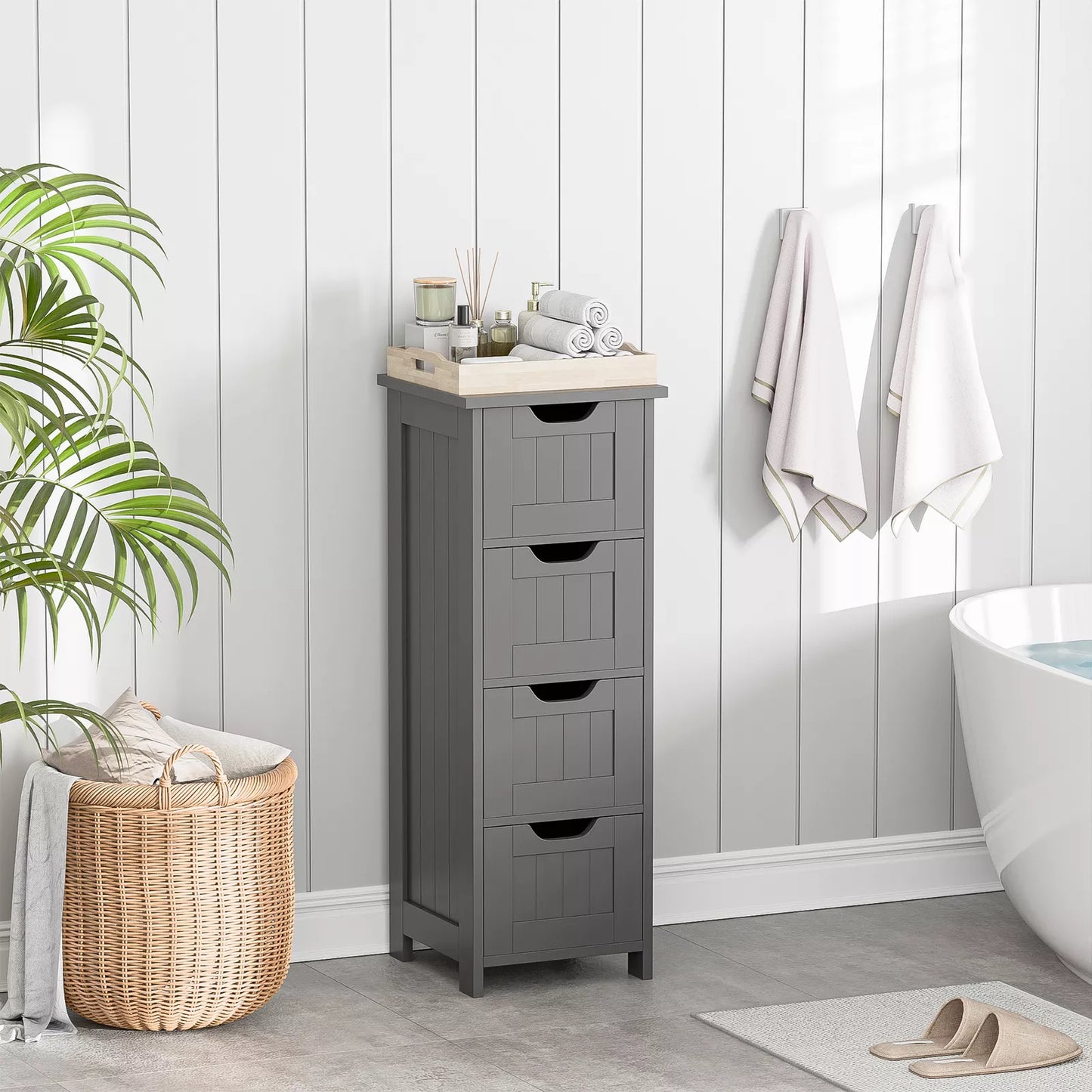 Gray Corner Bathroom Storage Cabinet