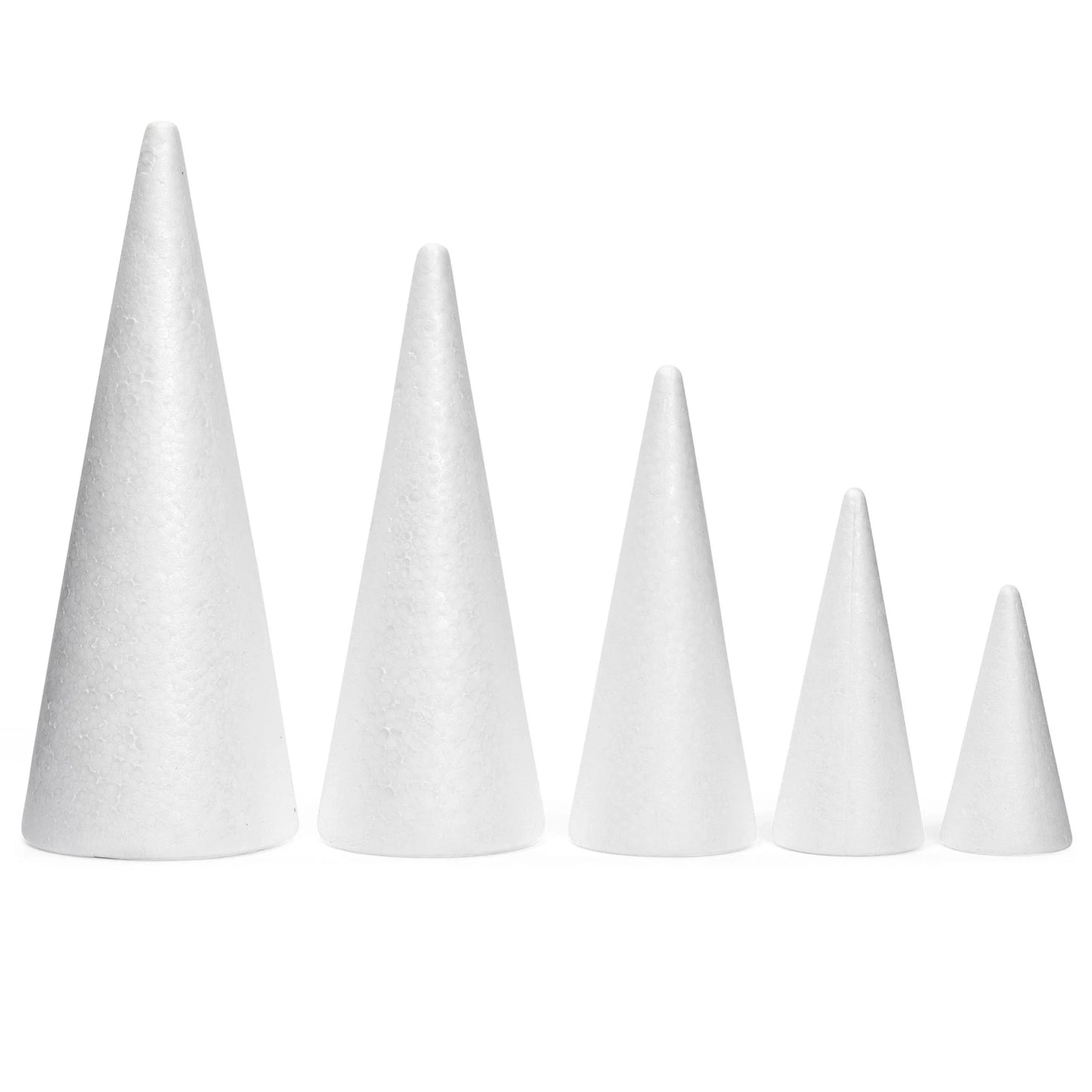 18-Pack Foam Cones for Crafts – Assorted Sizes