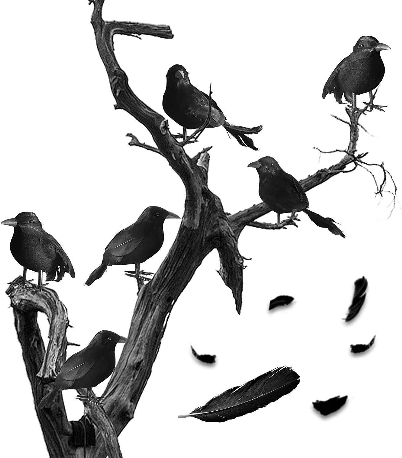 9× Halloween Lifelike Black Raven Fake Crow