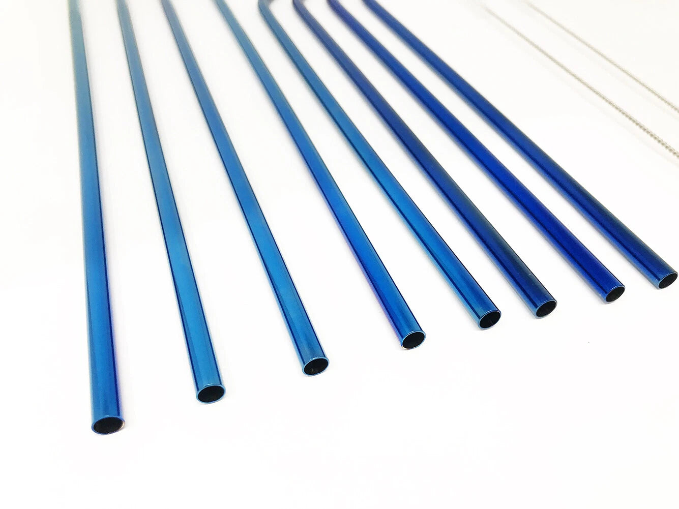 8-Pack 10.5" Blue Stainless Steel Cocktail Straws