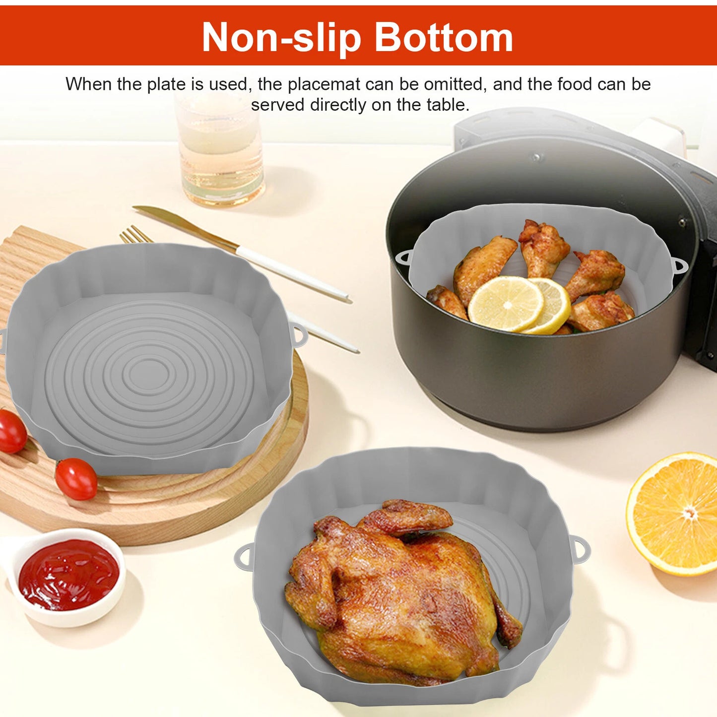 2-Pack Air Fryer Silicone Pot Baskets