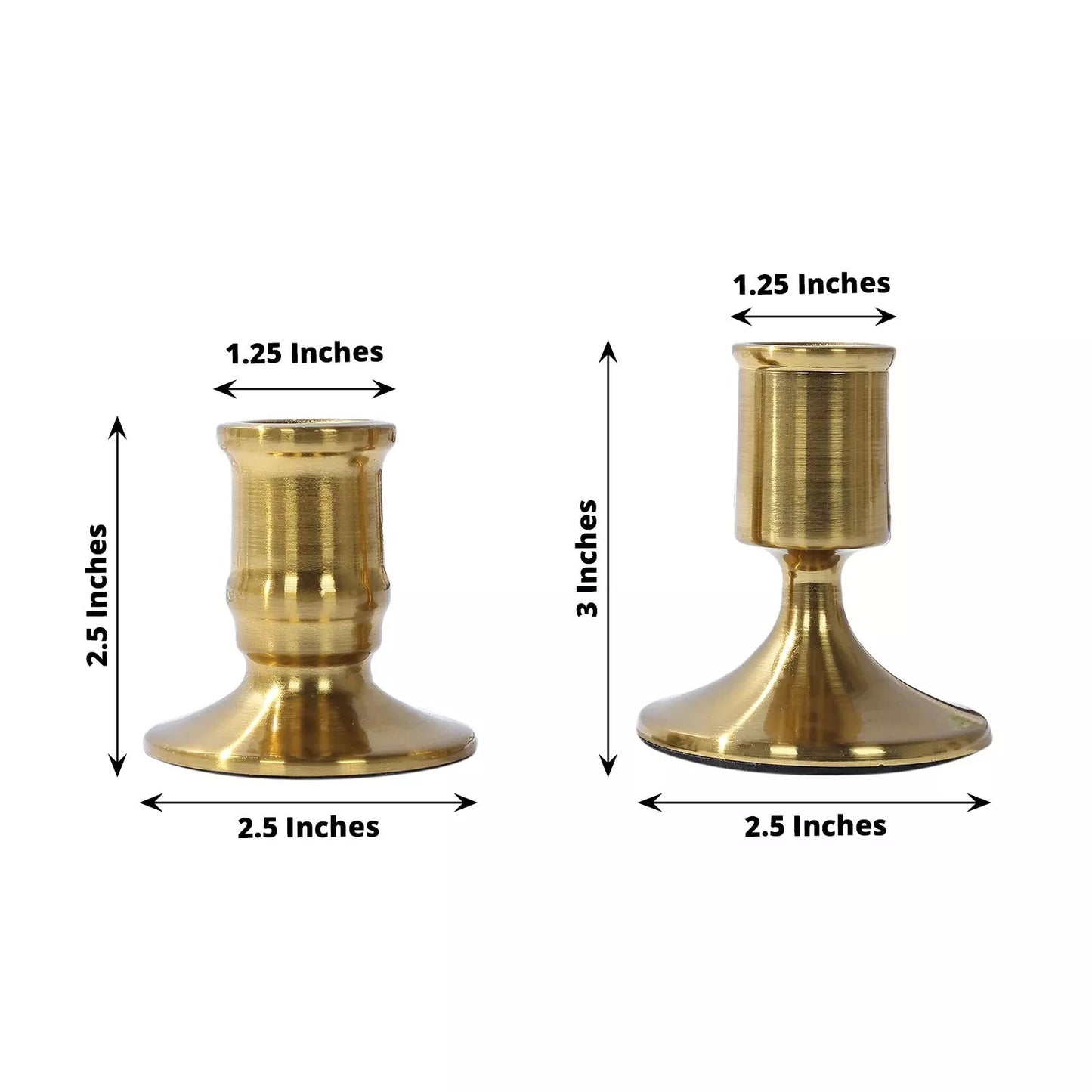 Set of 4 Gold Vintage Metal Taper Candle Holders