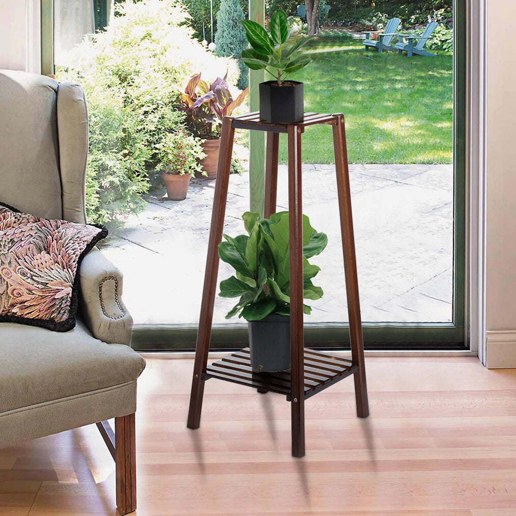2 Tier Indoor Bamboo Plant Stand