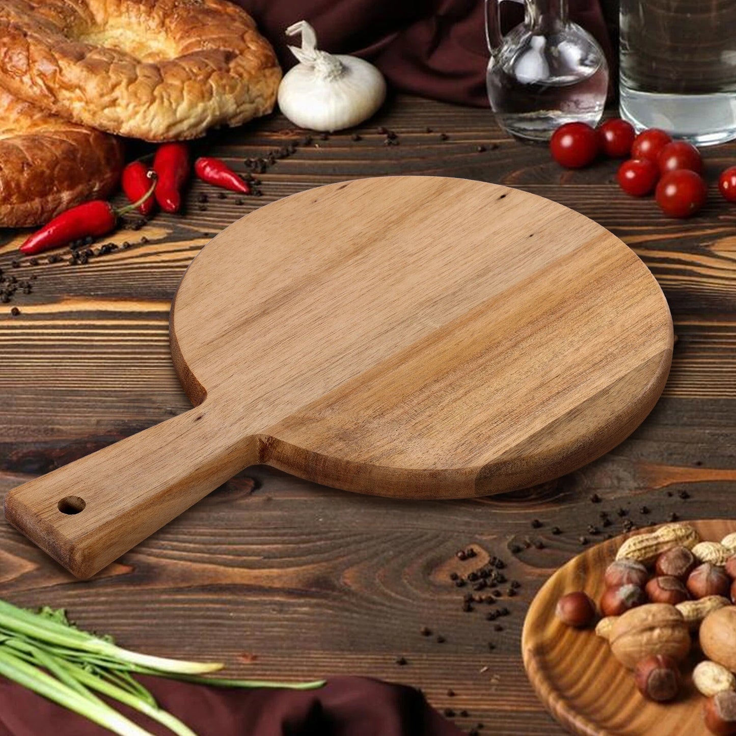 5/10pcs Wood Cutting Board Serving Tray with Handle