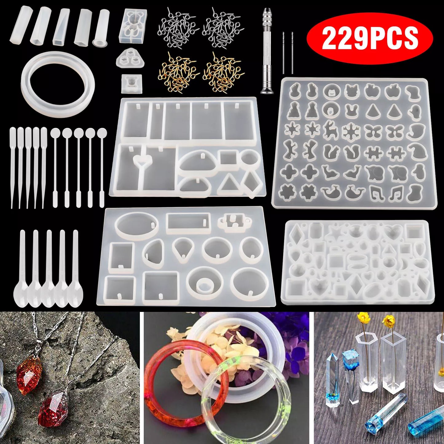 229-Piece Resin Casting Silicone Molds Kit