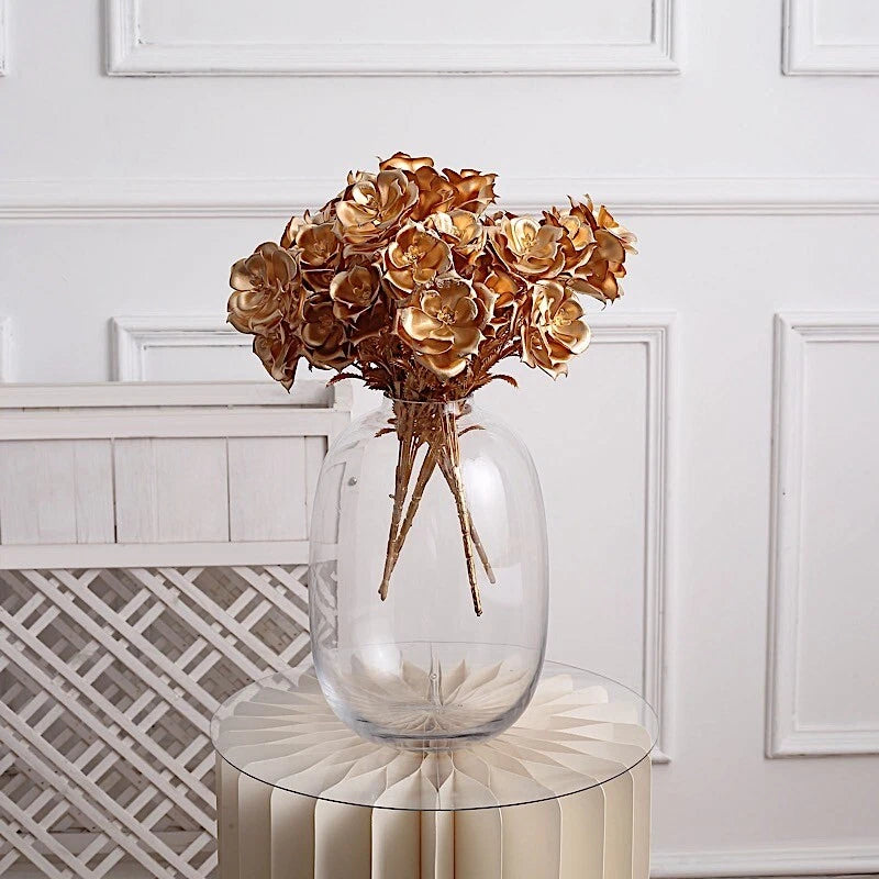 Home Collection 2-Pack 17" Metallic Gold Artificial Rose Bouquets