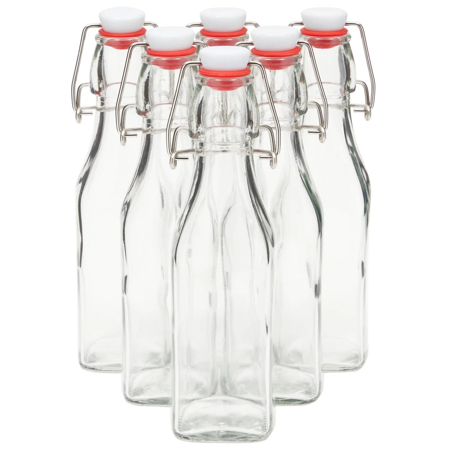 6 Pack 8 oz Swing Top Glass Bottles with Cleaning Brush
