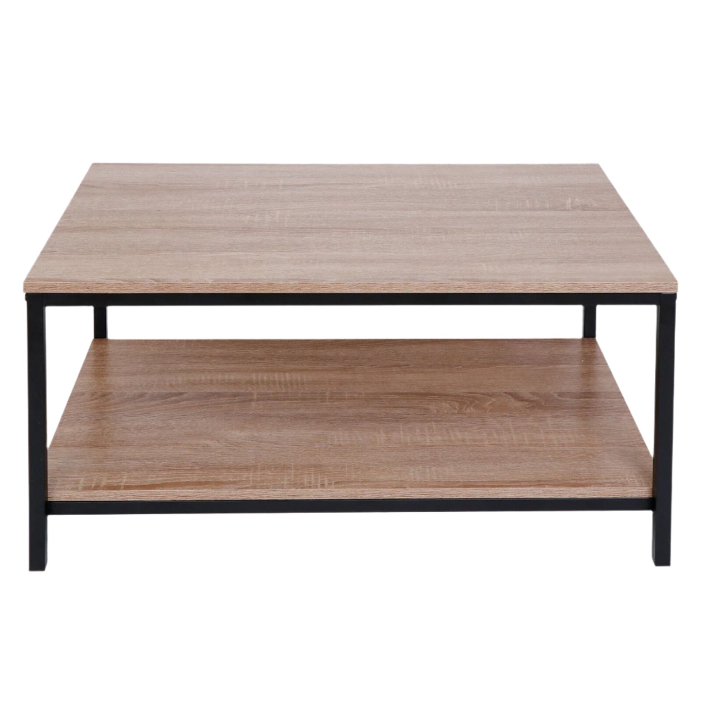 2-Tier Rectangle Wood Coffee Table with Open Shelf