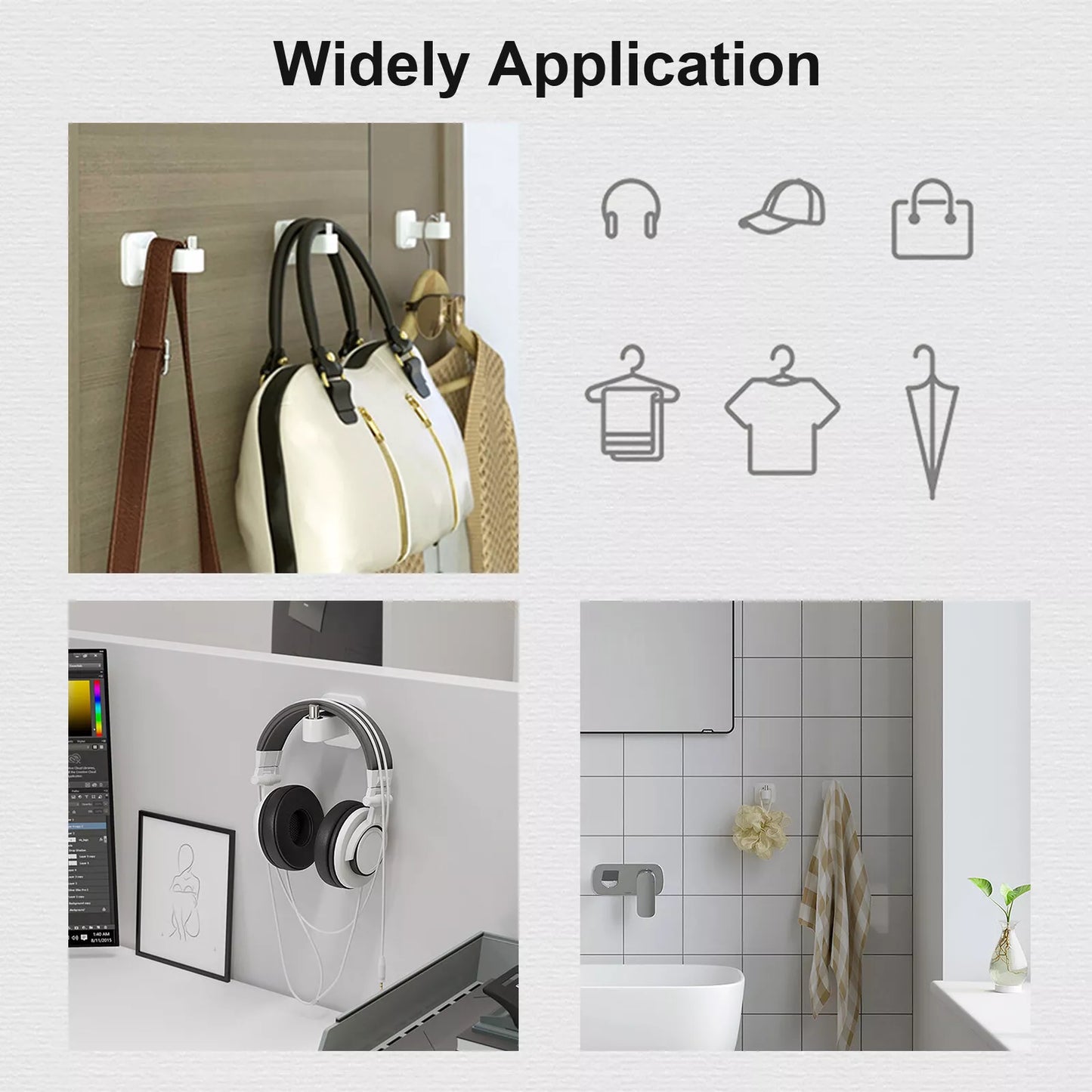 4Pcs Self Adhesive Hook Towel Coat Clothes Holder