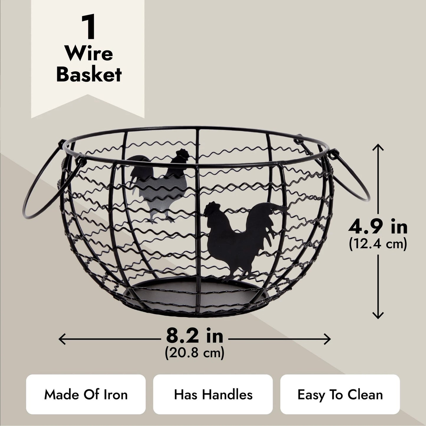 Rustic Black Wire Egg Basket