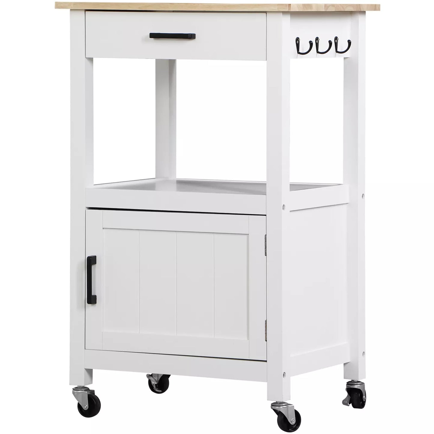 35'' Rolling Kitchen Island Cart with Storage Cabinet and Drawer