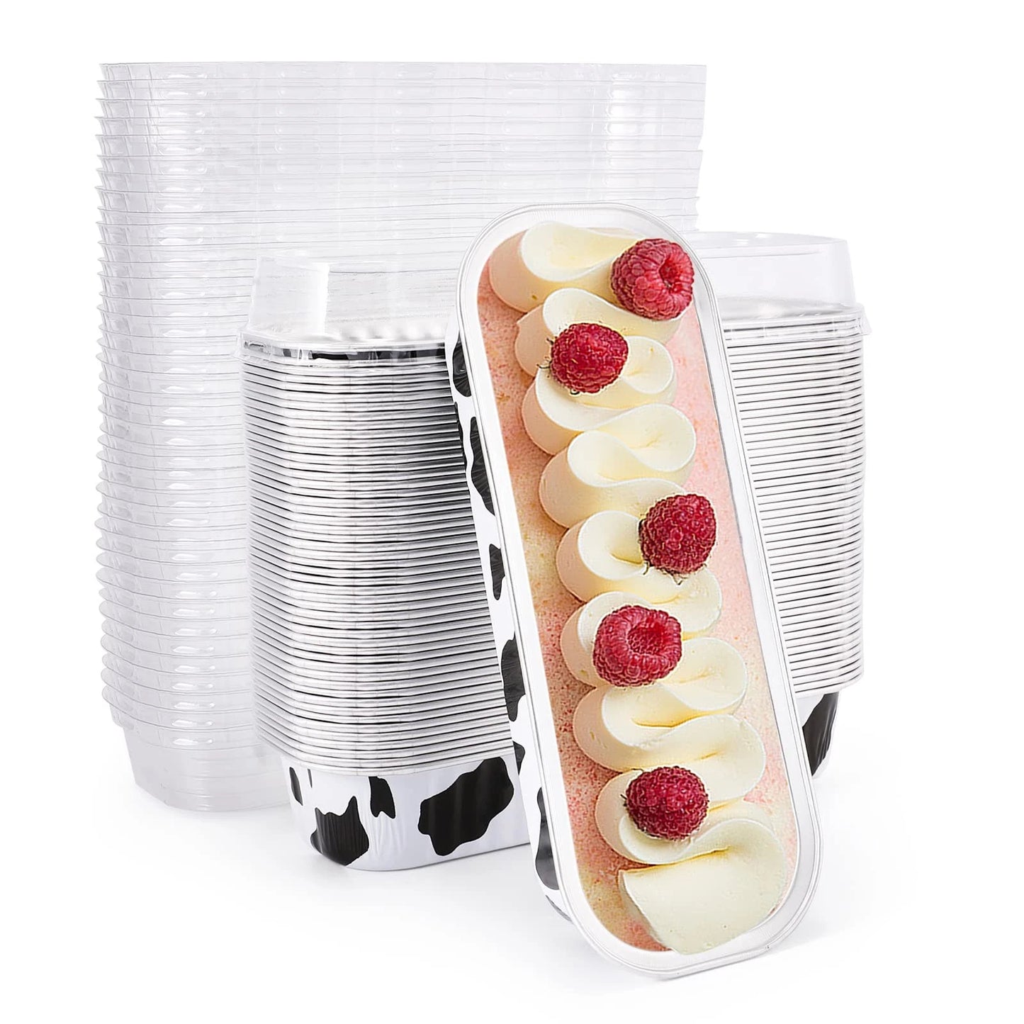 50-Pack 200ML Rectangular Disposable Aluminum Foil Cake Baking Boxes