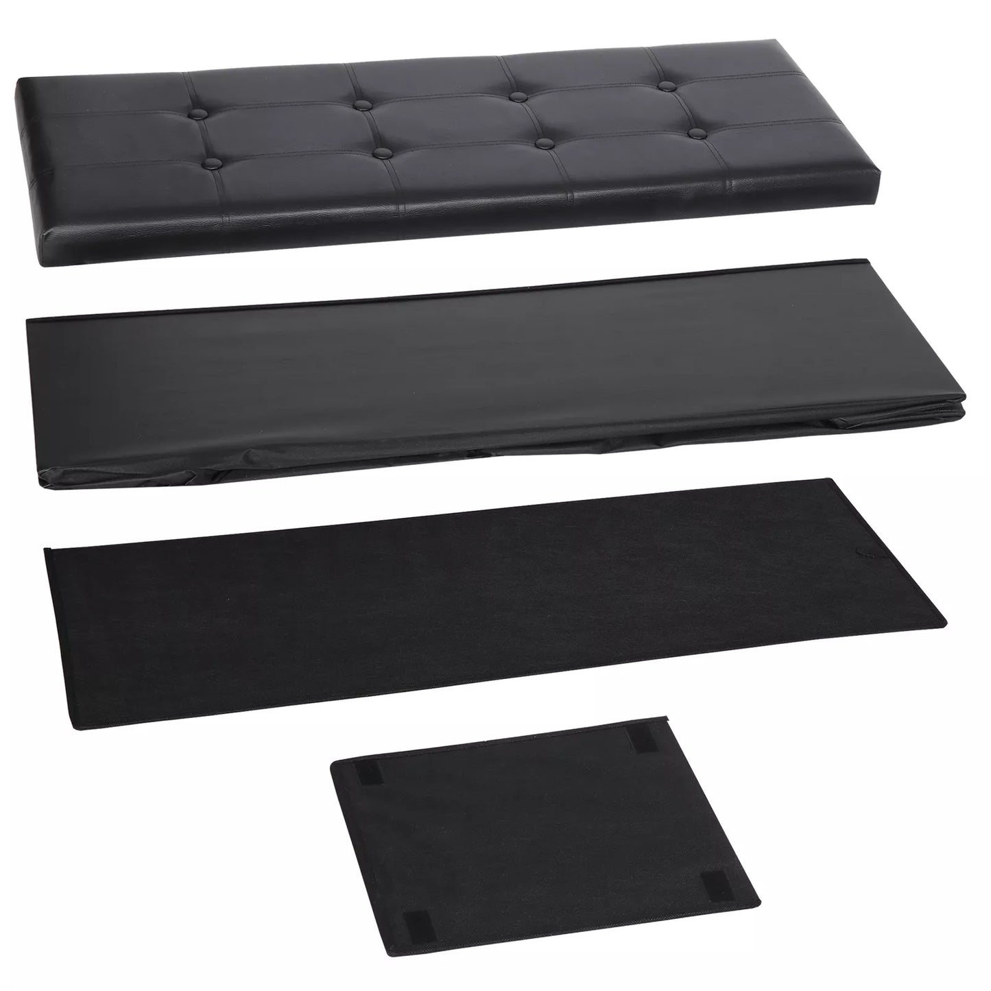 43-Inch Black Storage Ottoman Bench