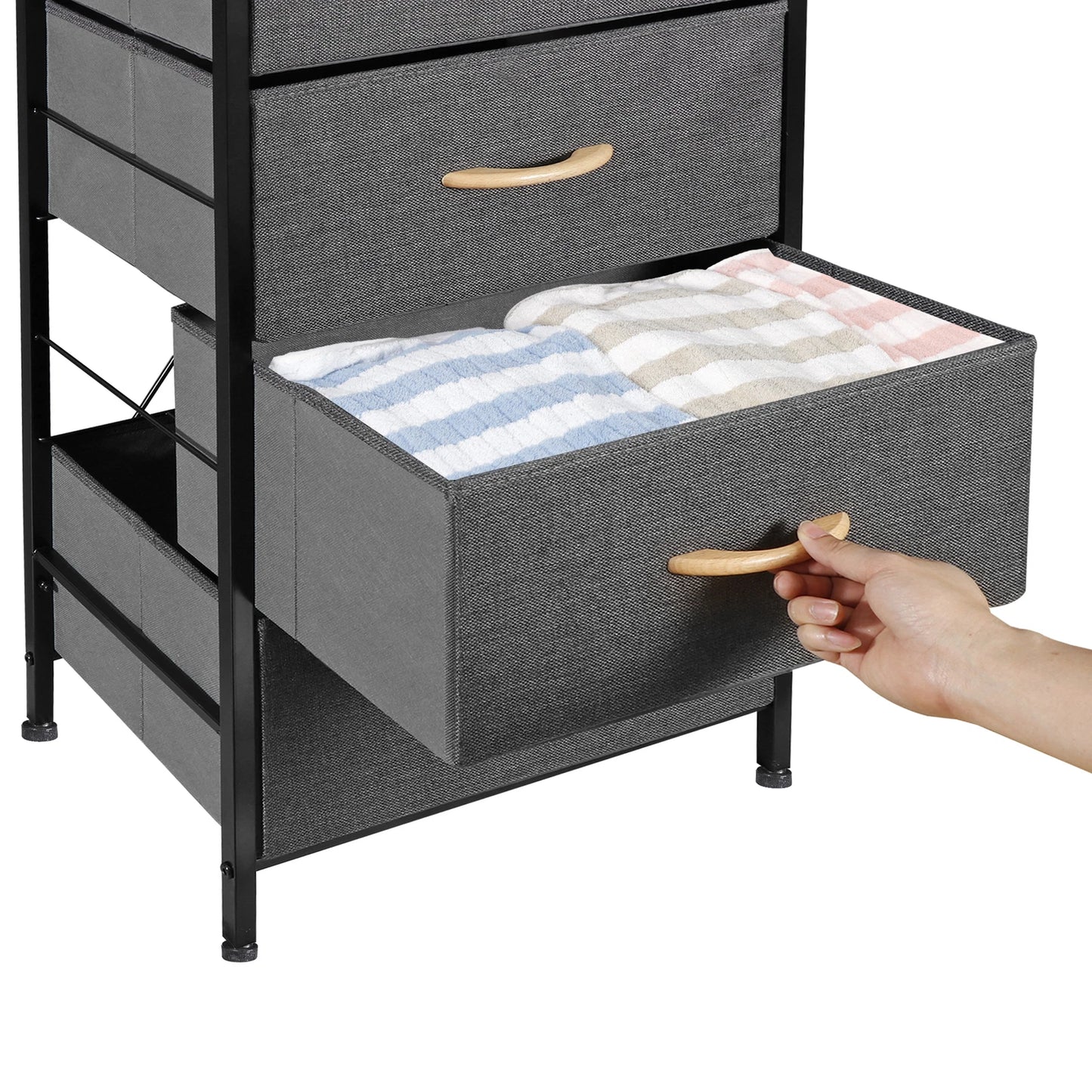 4-Drawer Fabric Dresser Storage Tower with Metal Frame