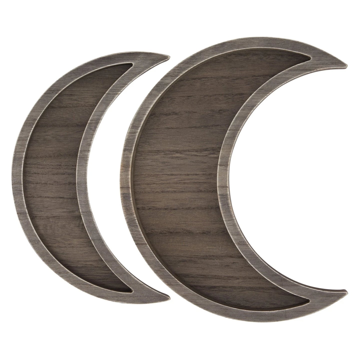 2-Piece Wooden Crescent Moon Crystal Display Trays