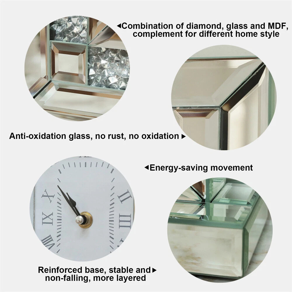 Sparkle Crush Diamond Mirrored Desk Clock