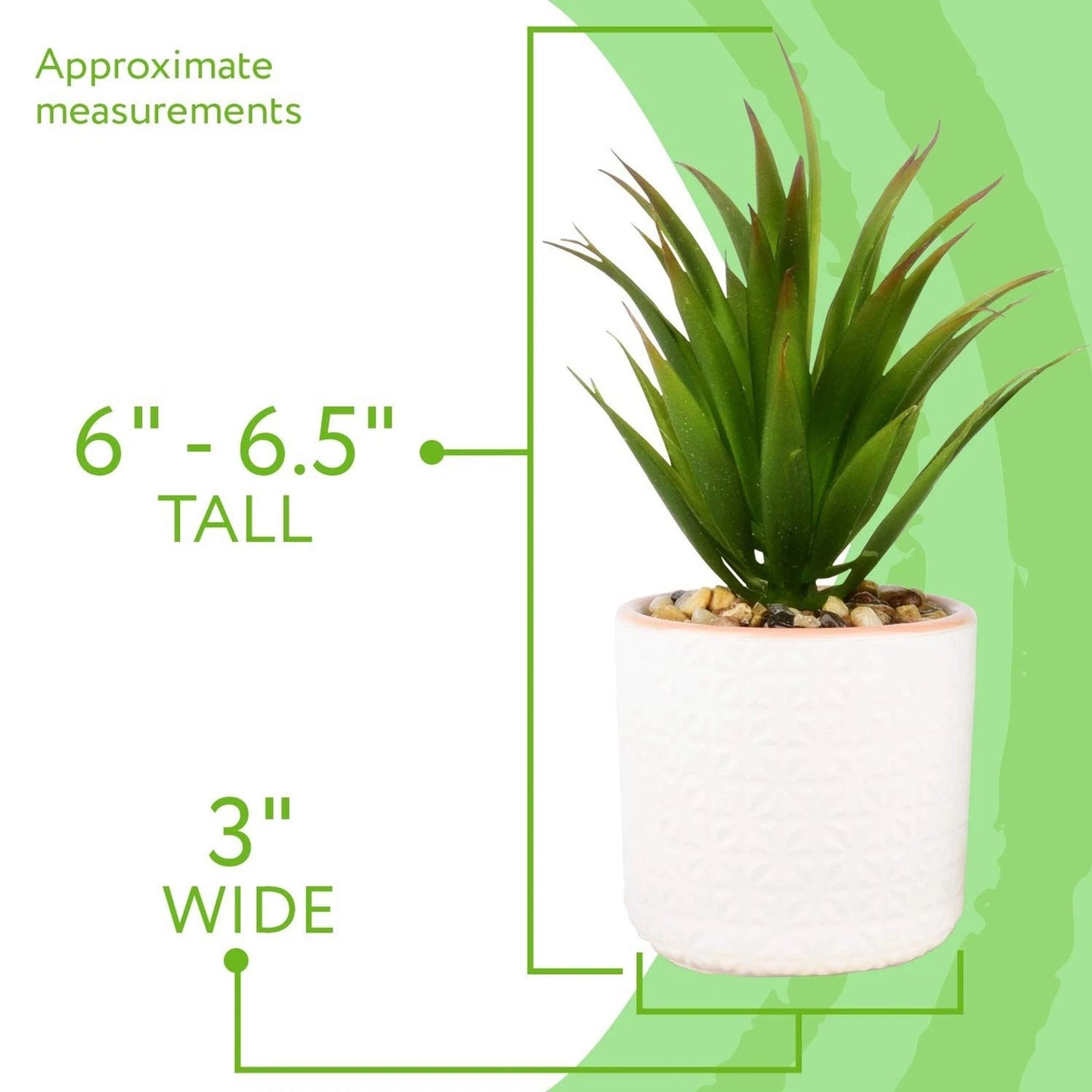 Artificial Succulent Plants in Ceramic Pots with Bamboo Tray