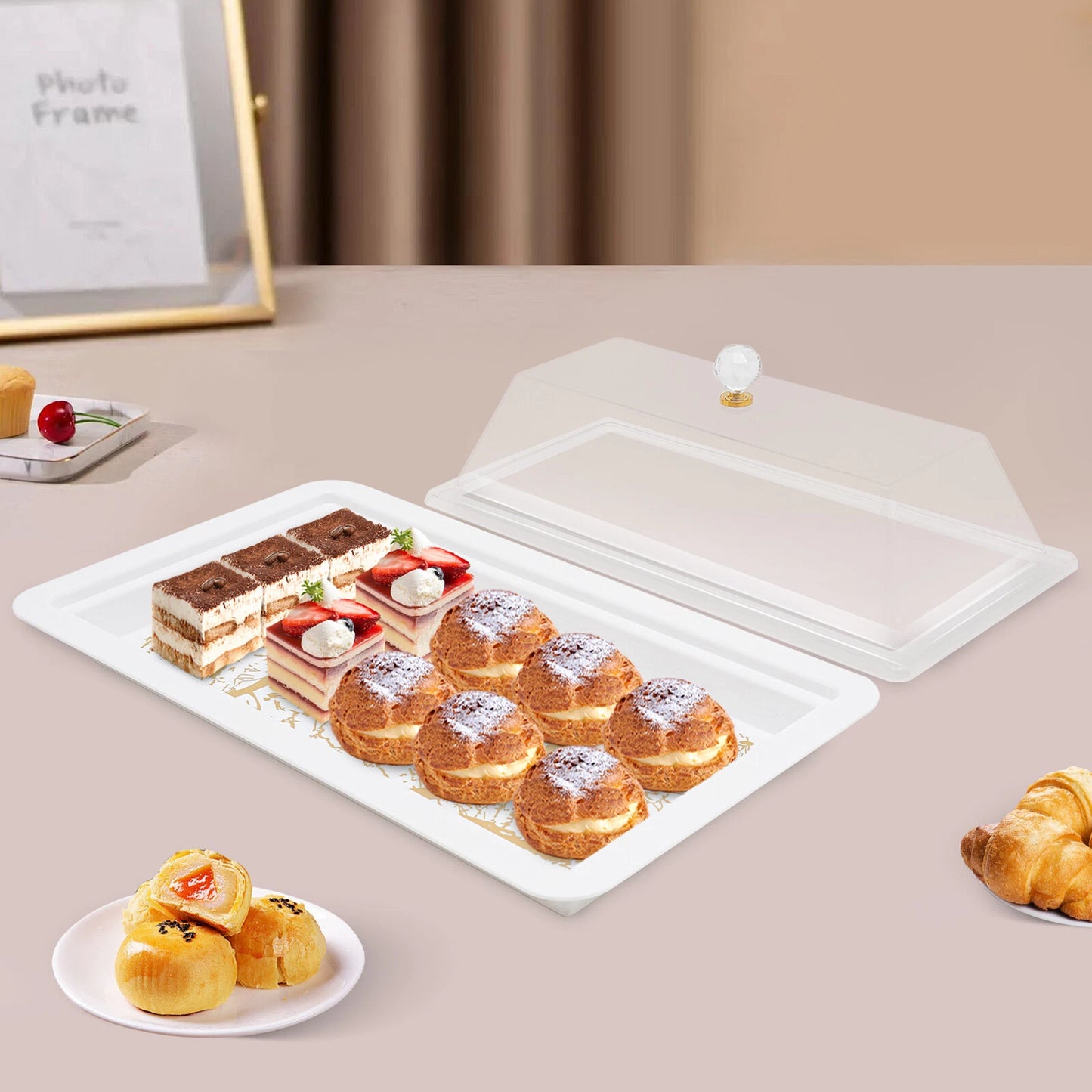 Acrylic Cake Stand Serving Tray with Lid