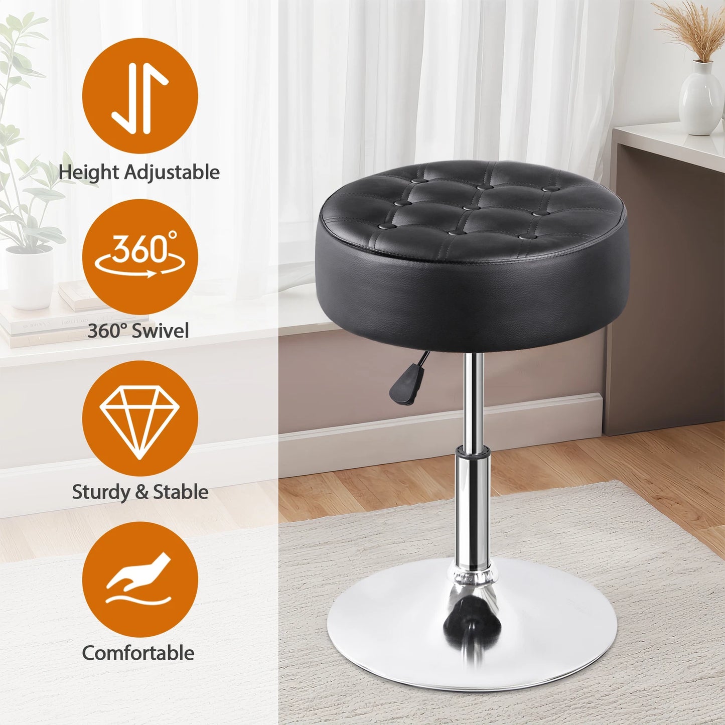 2 PCS Round Vanity Stool for Makeup Room