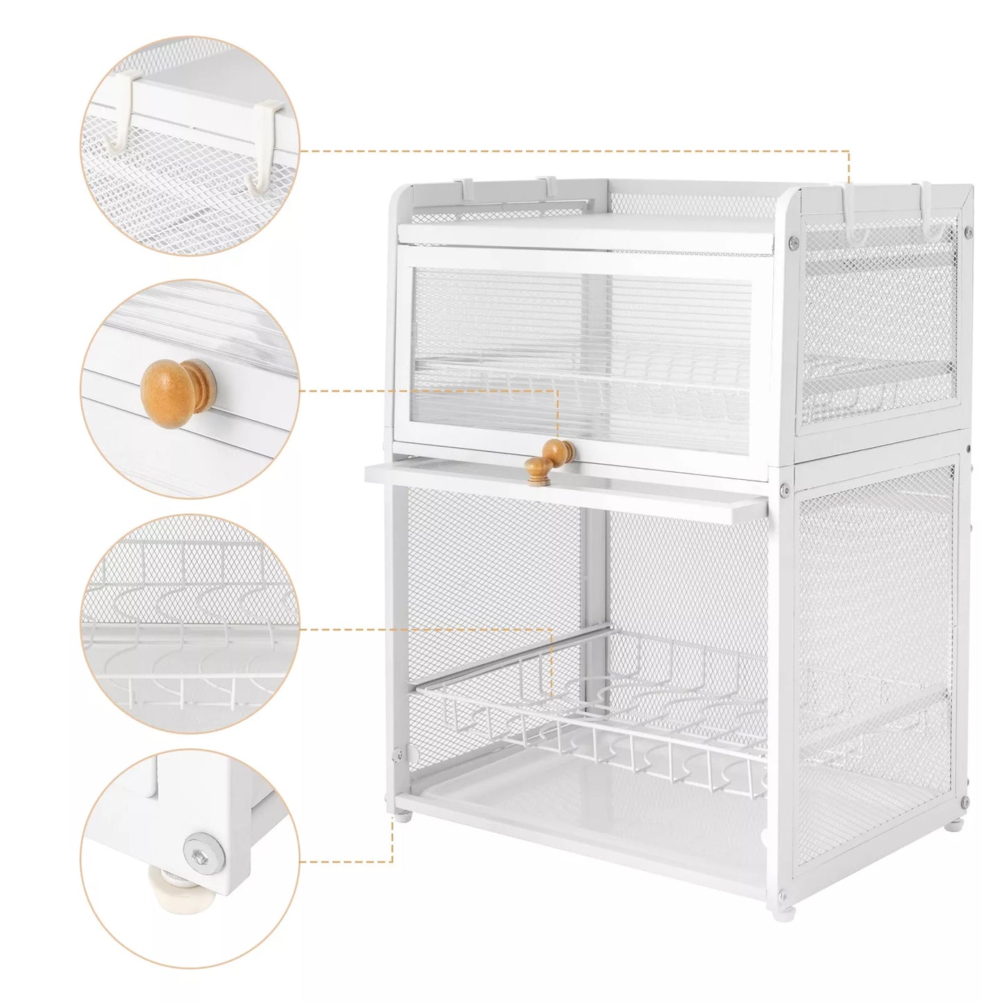 3-Tier Dish Drainer Rack Kitchen Drying Rack with Utensil Holder