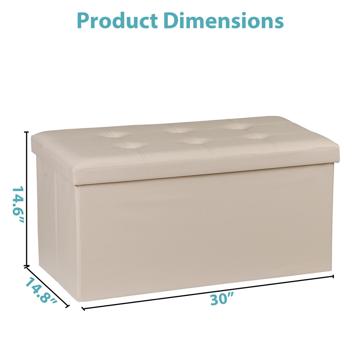 30-Inch Folding Storage Ottoman Bench