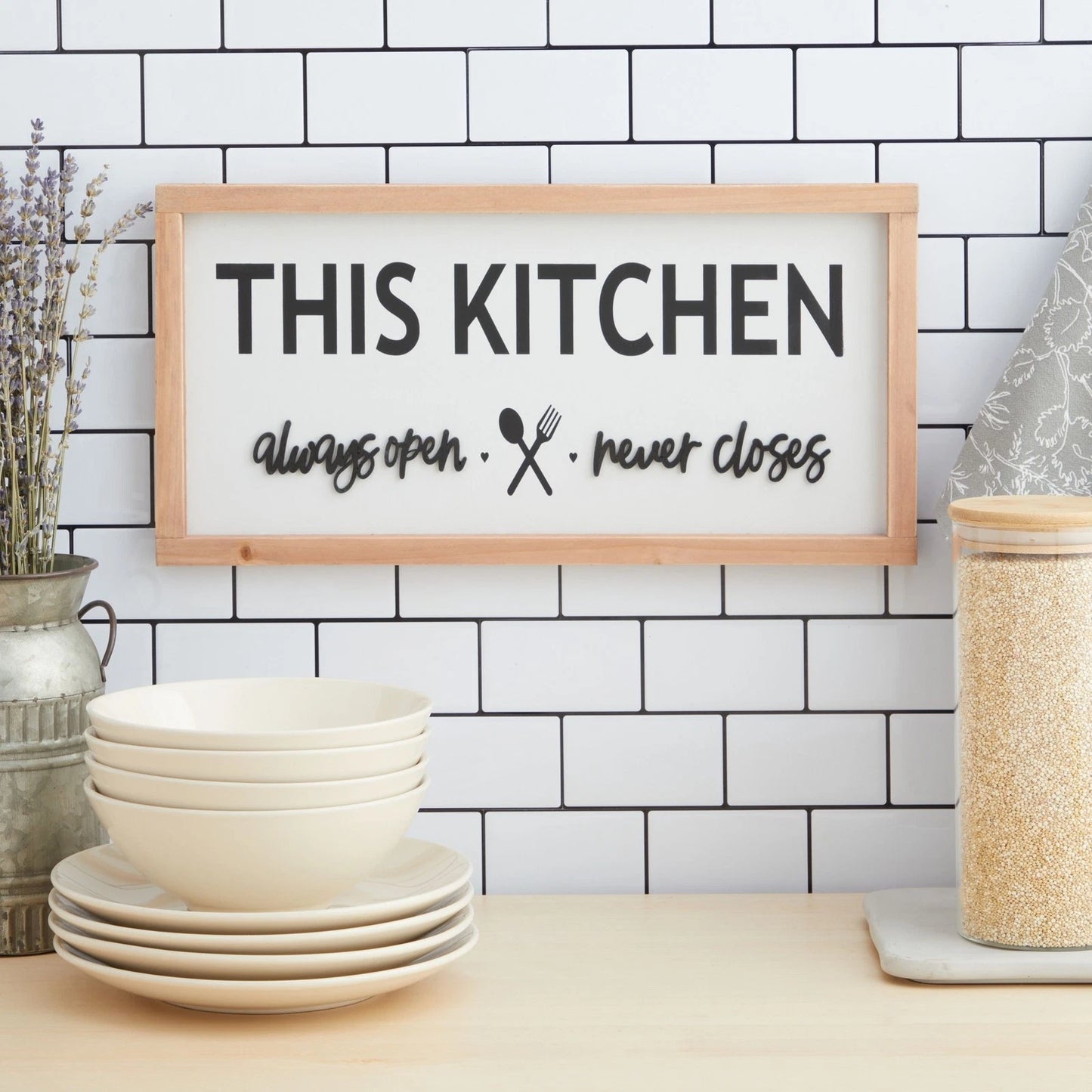 Farmhouse Kitchen Wall Sign – “This Kitchen Always Open Never Closes”