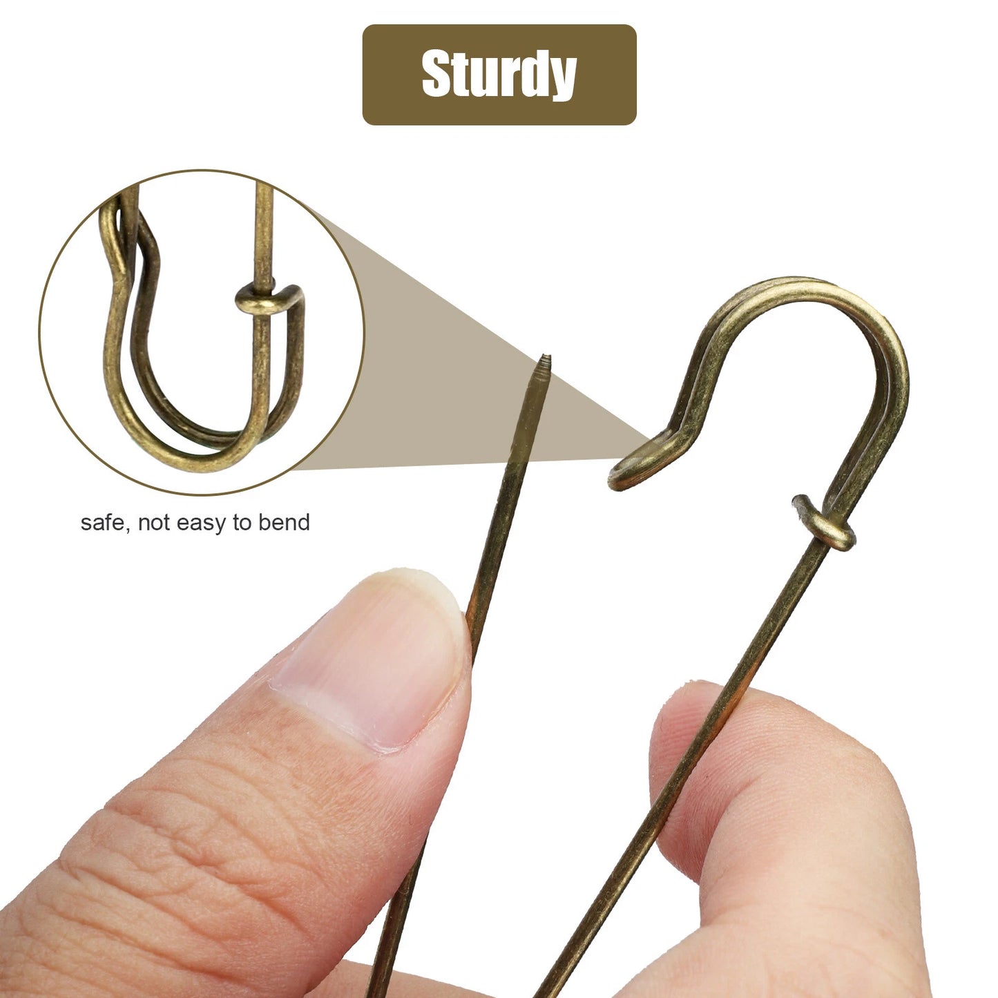 60 Pcs Large Safety Pins – Heavy Duty Stainless Steel