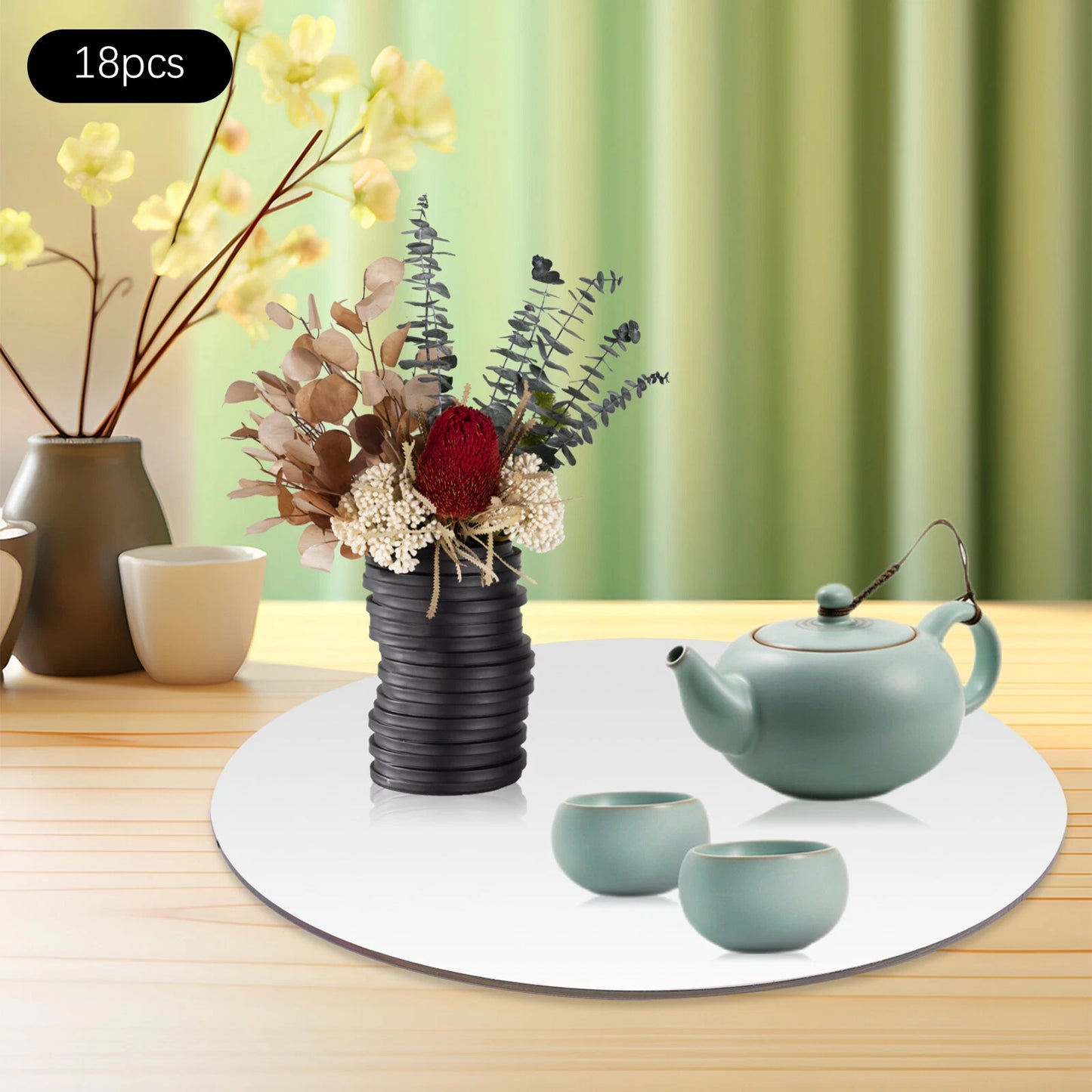 18 PCS 6-Inch Acrylic Mirror Trays Set