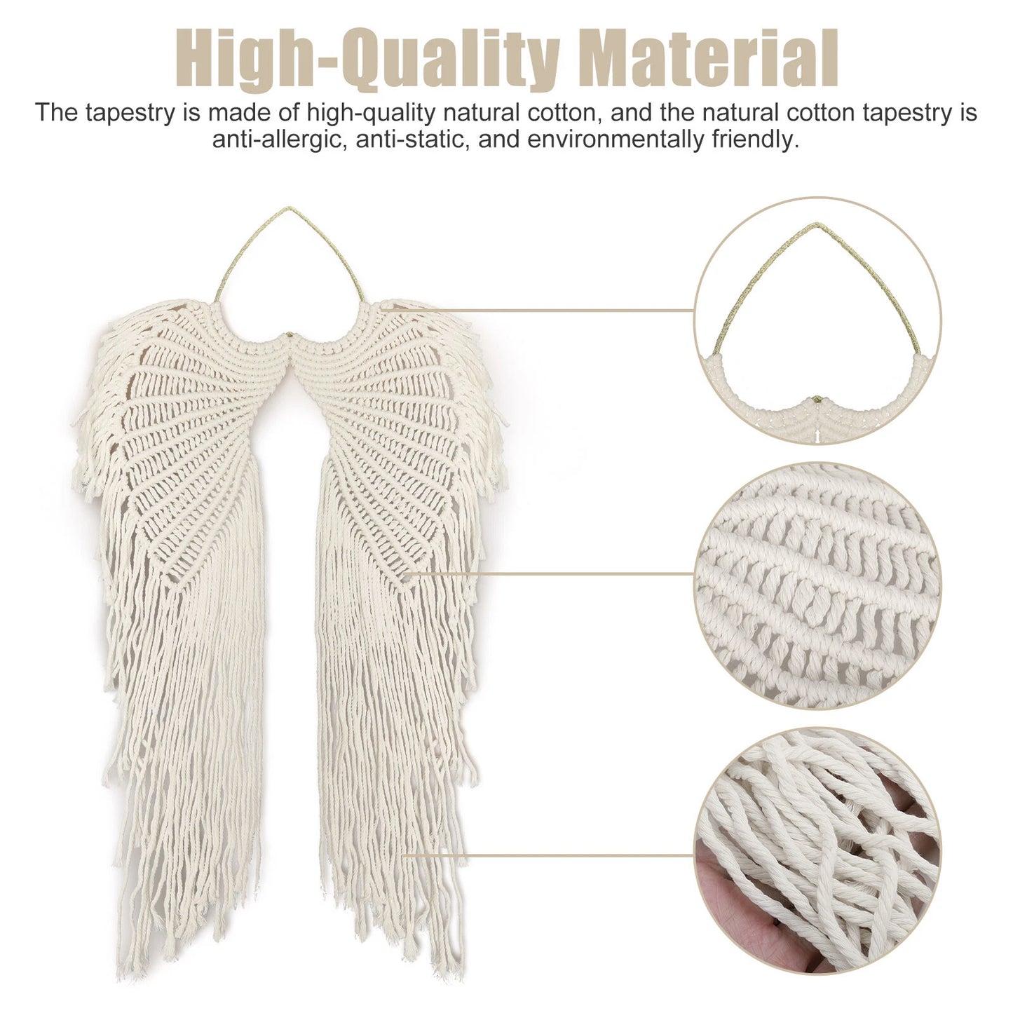 Macrame Boho Angel Wings Wall Hanging
