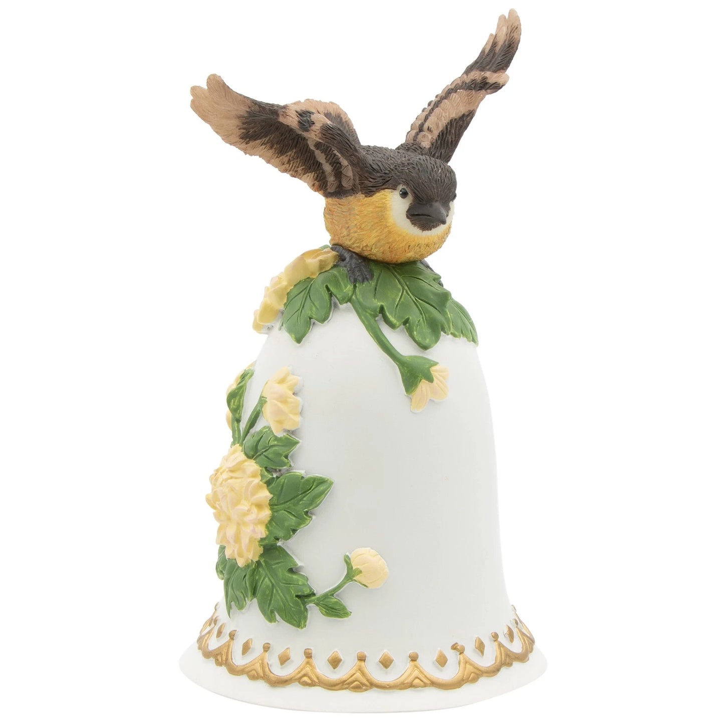 Greensleeves 6" Ceramic Wind-Up Musical Bell with Brown & Yellow Wren
